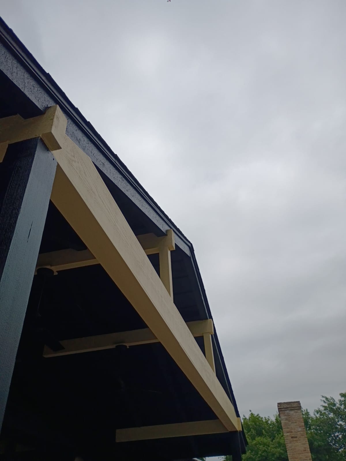 Custom cedar beams & trim stain